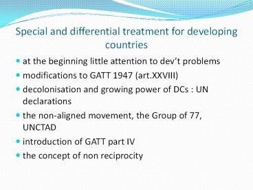 Special and differential treatment for developing countries