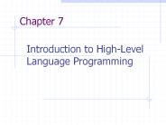 Introduction to High-Level Language Programming