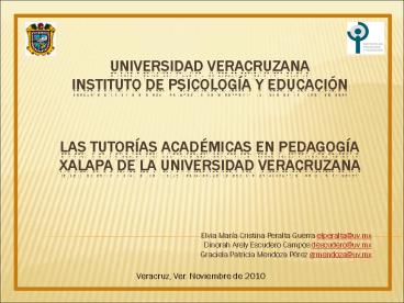 Universidad Veracruzana Instituto de Psicolog