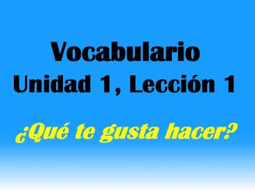 Vocabulario Unidad 1, Lecci