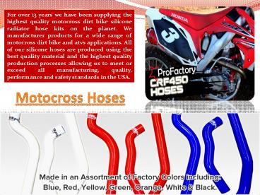 Dirt bike hoses
