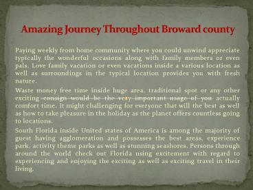 Amazing Journey Throughout Broward county