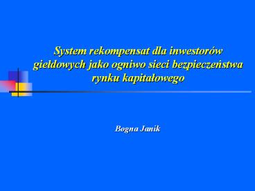 System rekompensat dla inwestor