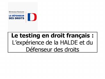 Le testing en droit fran