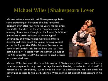 Michael Wiles_Shakespeare Lover