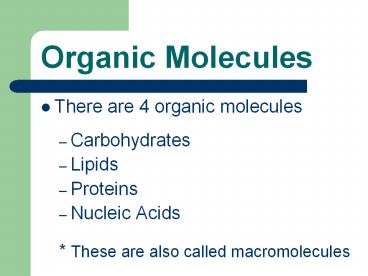 Organic Molecules