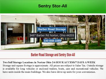 Barber Road Self Storage Unit in Norton Ohio