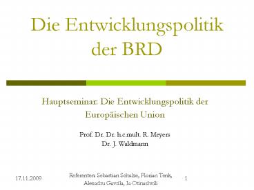 Die Entwicklungspolitik der BRD