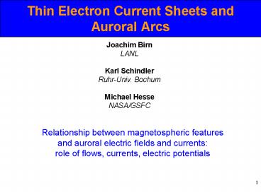 Thin Electron Current Sheets and Auroral Arcs