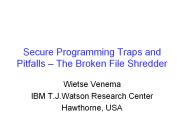 Secure Programming Traps and Pitfalls 