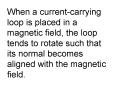 When a current-carrying loop is placed in a magnetic field, the loop tends to rotate such that its normal becomes aligned with the magnetic field. PowerPoint PPT Presentation