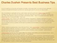 Charles Dushek Presents Best Business Tips