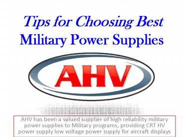 Tips for Choosing Best Military Power Supplies