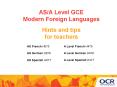 OCR A Level Modern Foreign Languages - Hints and tips for teachers PowerPoint PPT Presentation