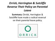 Orrick, Herrington & Sutcliffe Reverse Their Policy on Parental Leave