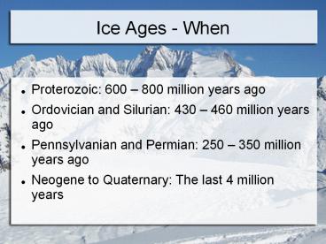 Ice Ages - When