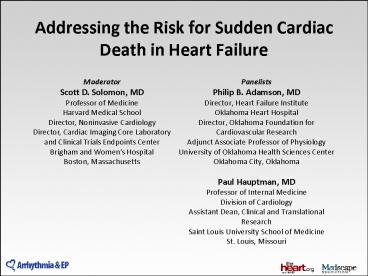 Addressing the Risk for Sudden Cardiac Death in Heart Failure