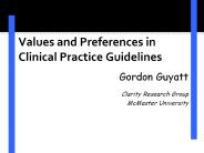 Values and Preferences in Clinical Practice Guidelines
