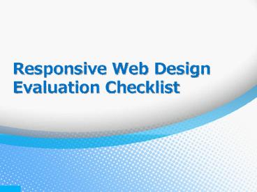 Responsive Web design evaluation check list