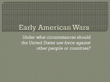 Early American Wars