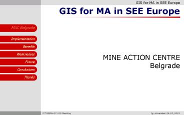 GIS for MA in SEE Europe