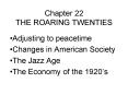 Chapter 22 THE ROARING TWENTIES PowerPoint PPT Presentation