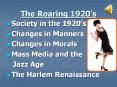 The Roaring 1920 PowerPoint PPT Presentation