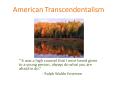 American Transcendentalism PowerPoint PPT Presentation