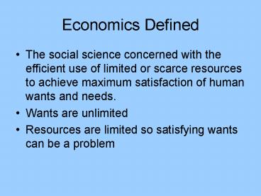 Economics Defined