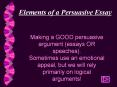 Elements of a Persuasive Essay PowerPoint PPT Presentation
