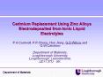 Cadmium Replacement Using Zinc Alloys Electrodeposited from Ionic Liquid Electrolytes PowerPoint PPT Presentation