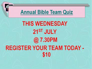Annual Bible Team Quiz