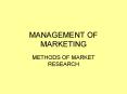 MANAGEMENT OF MARKETING PowerPoint PPT Presentation