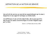 DEFINITION DE LA NOTION DE SERVICE