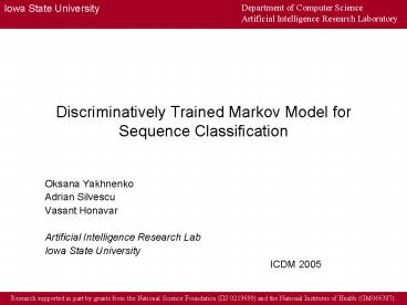 Discriminatively Trained Markov Model for Sequence Classification