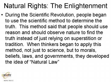 Natural Rights: The Enlightenment