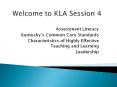 Welcome to KLA Session 4 PowerPoint PPT Presentation