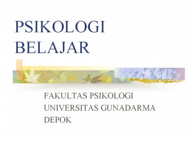 PSIKOLOGI BELAJAR