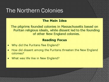 The Northern Colonies