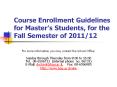 Course Enrollment Guidelines for Master PowerPoint PPT Presentation