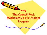 The Council Rock Mathematics Enrichment Program