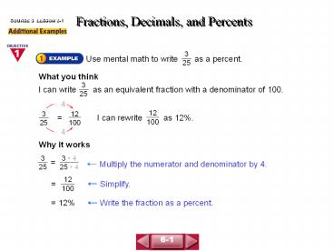 Fractions, Decimals, and Percents