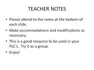 TEACHER NOTES