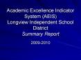 Academic Excellence Indicator System (AEIS) Longview Independent School District Summary Report PowerPoint PPT Presentation