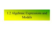 1.2 Algebraic Expressions and Models