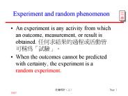 Experiment and random phenomenon