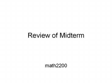Review of Midterm