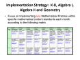 Implementation Strategy: K-8, Algebra I, Algebra II and Geometry PowerPoint PPT Presentation