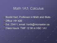 Math 1A3, Calculus