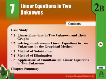 Linear Equations in Two Unknowns